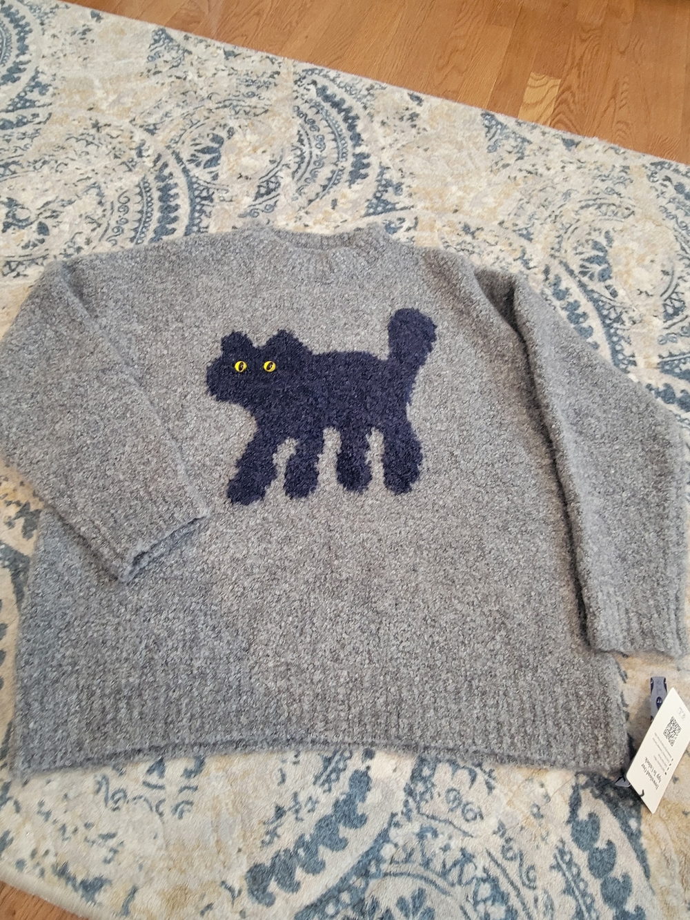 Cider Gray Cat Sweater with Cat Motif NWT Large - Picture 6 of 10